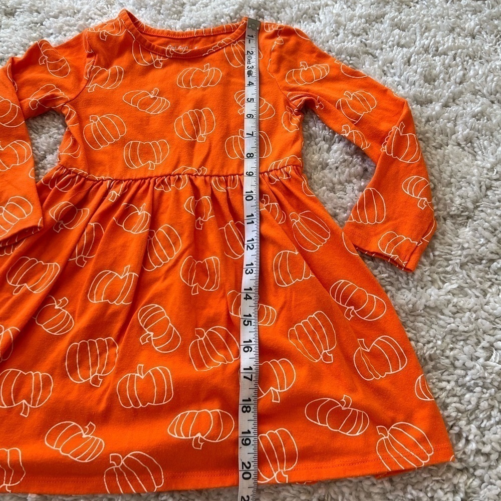 Cat & Jack orange pumpkin long sleeve a-line cotton stretchy dress size 4T - Picture 4 of 5